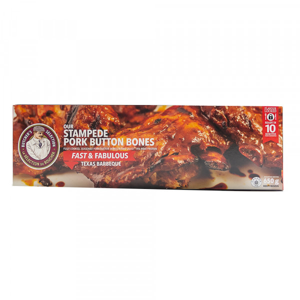 Fully Cooked Seasoned Pork Button Bones in BBQ Sauce - 650 g